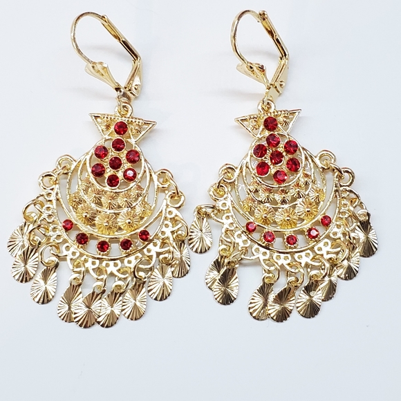 Earring Gold Plate Chandelier 14k - Picture 3 of 3